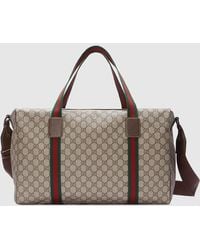 Gucci - Medium Duffle Bag With Web, Gg Canvas - Lyst