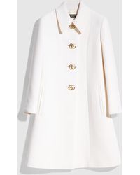 Gucci - Wool Natté Coat With Double G Button, Size 46 It, Ready-To-Wear - Lyst