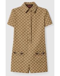 Gucci - オリジナルGgキャンバス ジャンプスーツ, ベージュ, ウェア - Lyst