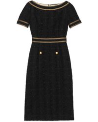 Gucci Vestido de tweed con ribete decorativo - Negro
