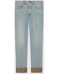 Gucci - Washed Denim Trouser With GG Turn Ups - Lyst