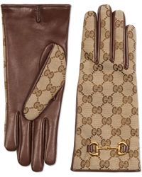 Gucci gg Canvas Gloves With Horsebit - Natural