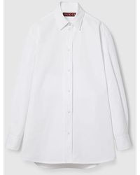 Gucci - Cotton Poplin Shirt With Ribbon Tie - Lyst