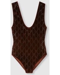 Gucci - Gg Crystal Embroidered Bodysuit, Ready-To-Wear - Lyst