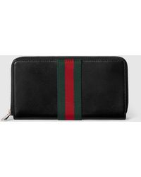Gucci - Web Trademark Zip Around Wallet - Lyst