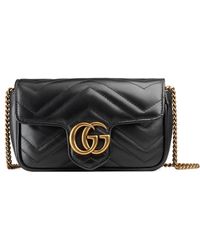 Gucci GG Marmont Super-Mini-Tasche aus Matelassé-Leder - Schwarz