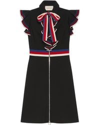Gucci Sylvie Web Stretch Jersey Dress - Black