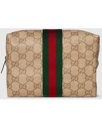 Gucci - Large Cosmetic Case With Web, Gg Canvas - Lyst