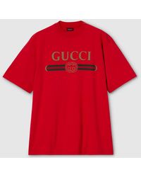 Gucci - Silk Blend Jersey T-Shirt With Print - Lyst