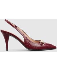 Gucci - ホースビット付き ウィメンズ スリングバック パンプス, ボルドー, レザー - Lyst