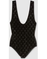 Gucci - Chenille Bodysuit With Gg Crystals, Ready-To-Wear - Lyst