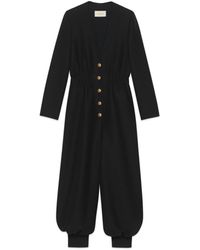 Gucci Wool Silk Jumpsuit - Black