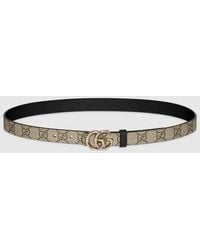 Gucci - ダブルG リバーシブル スリムベルト, ベージュ, Ggキャンバス - Lyst