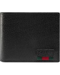 Gucci Leather Bi-fold Wallet With Web - Black