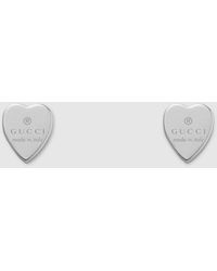 Gucci - Trademark Earrings Heart-motif Sterling Silver Stud - Lyst