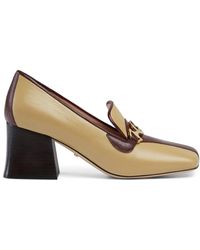 Gucci Zumi Leather Mid-heel Loafer - Natural