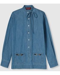 Gucci - Camisa De Denim Con Horsebit, Talla - Lyst