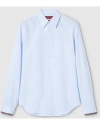 Gucci - Striped Cotton Shirt With Web, Size 15 - Lyst