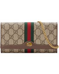 Gucci Ophidia Gg Supreme Wallet On A Chain - Natural