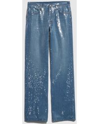 Gucci - Cotton Denim Pants With Sequins Embroidery - Lyst