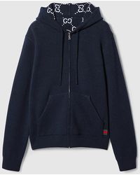 Gucci - Reversible Gg Wool Hooded Zip Jacket - Lyst