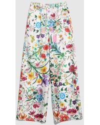 Gucci - Printed Silk Twill Pants - Lyst