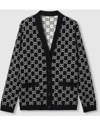Gucci - Ggウール ジャカード リバーシブルカーディガン, ブラック, ウェア - Lyst