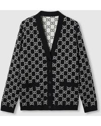 Gucci - Reversible Jacquard Gg Wool Cardigan - Lyst