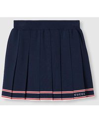 Gucci - ストライプ トリム付き プリーツスカート, ブルー, ウェア - Lyst