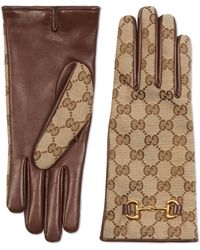 Gucci GG Canvas Gloves With Horsebit - Brown