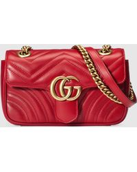 Gucci GG Marmont Mini-Tasche aus Matelassé-Leder - Rot