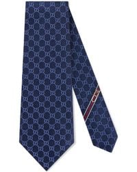 Gucci GG Pattern Silk Tie - Blue