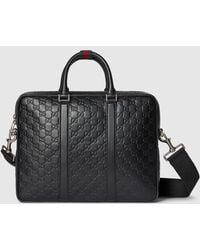 Gucci - Borsa Portadocumenti Gg Emblem Misura Grande - Lyst