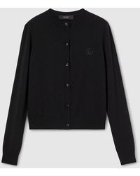 Gucci - Knit Wool Cardigan With Embroidery - Lyst
