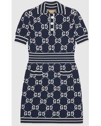 Gucci - GG Cotton Jacquard Polo Dress - Lyst