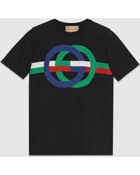 Gucci - ラウンド GGプリント コットン Tシャツ, ブラック, ウェア - Lyst