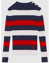 Gucci - Striped Rib Stitch Wool Top - Lyst