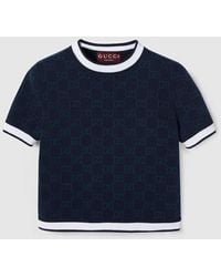 Gucci - Gg Fine Cotton Jacquard Top - Lyst