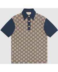 Gucci Poloshirt aus Seide und Baumwolle mit Maxi GG - Braun