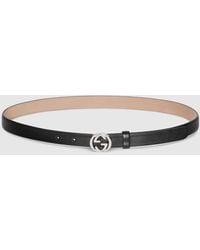 Gucci - Thin Belt With Interlocking G Buckle, Size 100 - Lyst