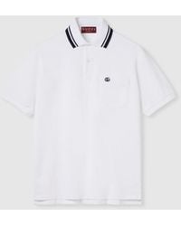 Gucci - Polo De Piqué De Algodón Con Bordado, Talla - Lyst