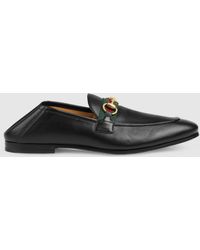 Gucci - Leather Horsebit Loafer With Web - Lyst
