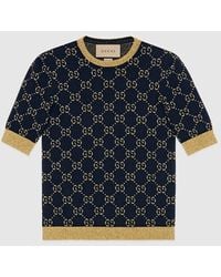 Gucci - Monogram-Pattern Ribbed-Trim Cotton-Blend Knitted Top - Lyst