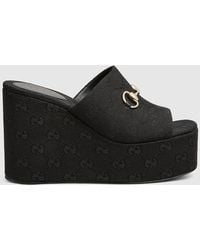 Gucci - Wedge Sandal With Horsebit, Size 35 It - Lyst