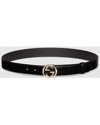 Gucci - インターロッキングG バックル付き ベルト, ブラック, レザー - Lyst