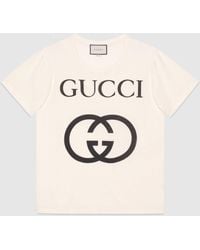 Gucci Übergroßes T-Shirt mit GG - Weiß