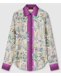 Gucci - Floreal Print Silk Shirt - Lyst