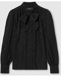 Gucci - Silk Crêpe Satin Interlocking G Shirt - Lyst