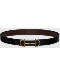 Gucci - Ceinture En Cuir Réversible Avec Détail Mors, Taille 100 - Lyst