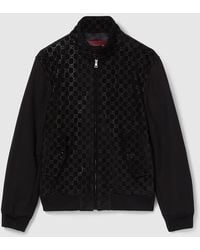 Gucci - Embossed Gg Suede Bomber Jacket - Lyst